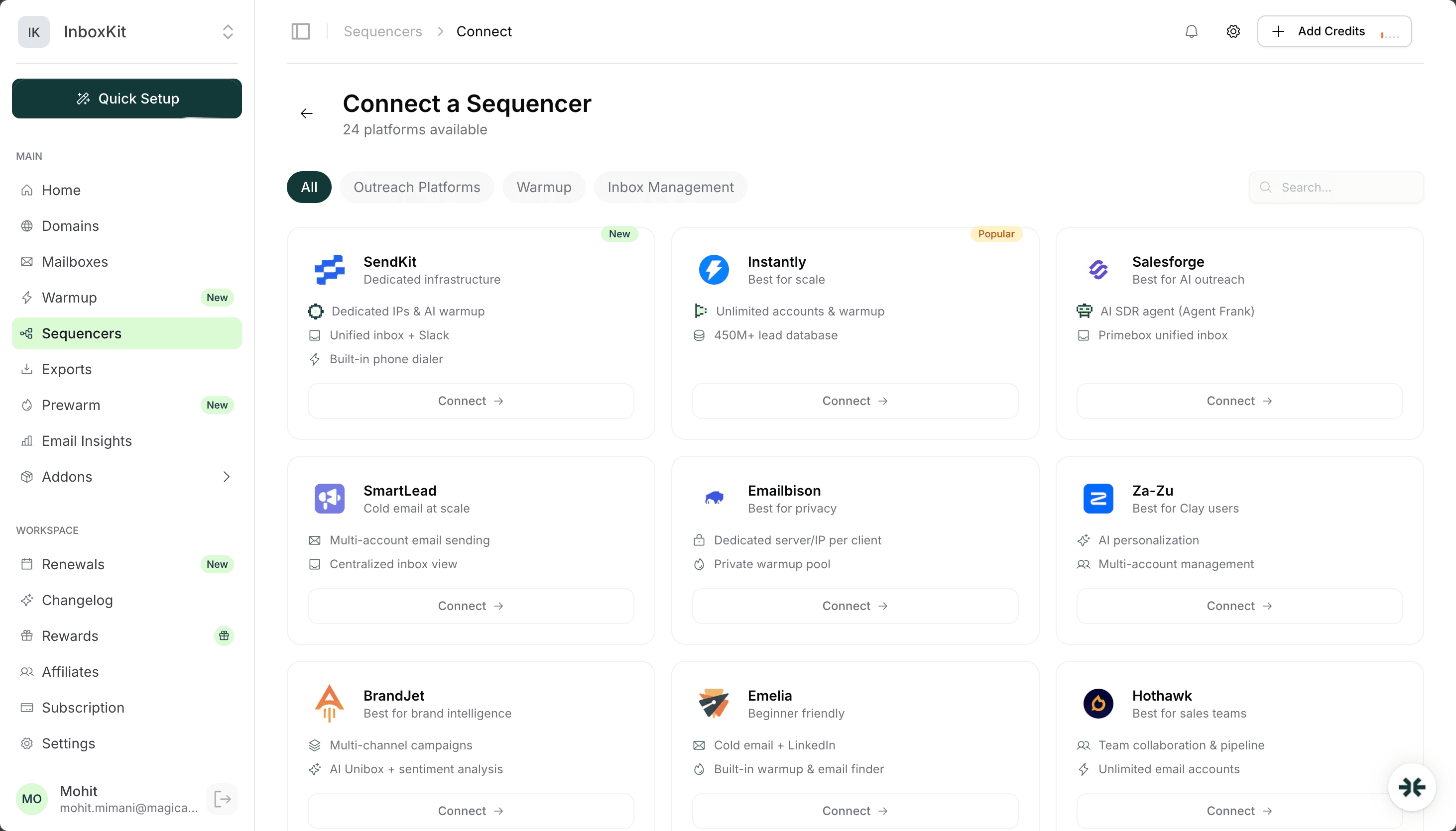 InboxKit Sequencers page